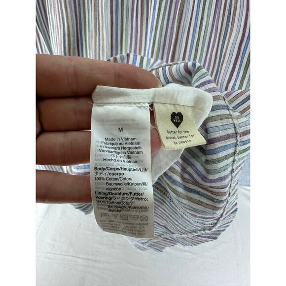 Madewell Womens sz M Striped Crewneck Button-Front Tiered Mini Dress 100% Cotton - Picture 6 of 10